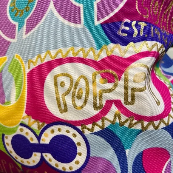 Coach 2010 Poppy Graffiti Tote Bag with Gold Accents - Picture 5 of 13